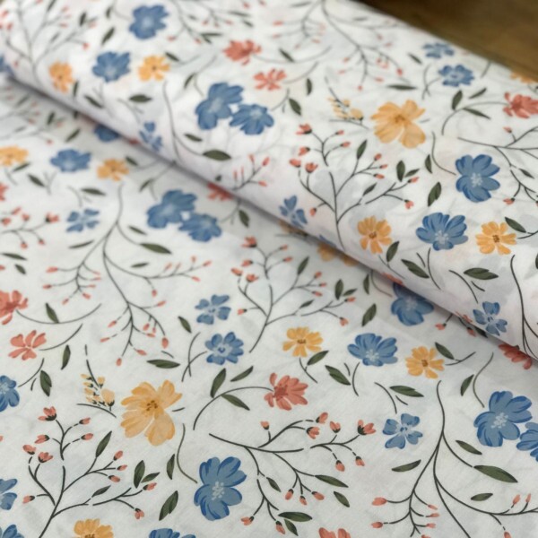 Tricoline Estampada Fundo Branco Liberty